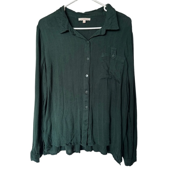 Skies Are Blue Tops - Skies are Blue Green Long Sleeve Collared Button Down Shirt Extra Large XL